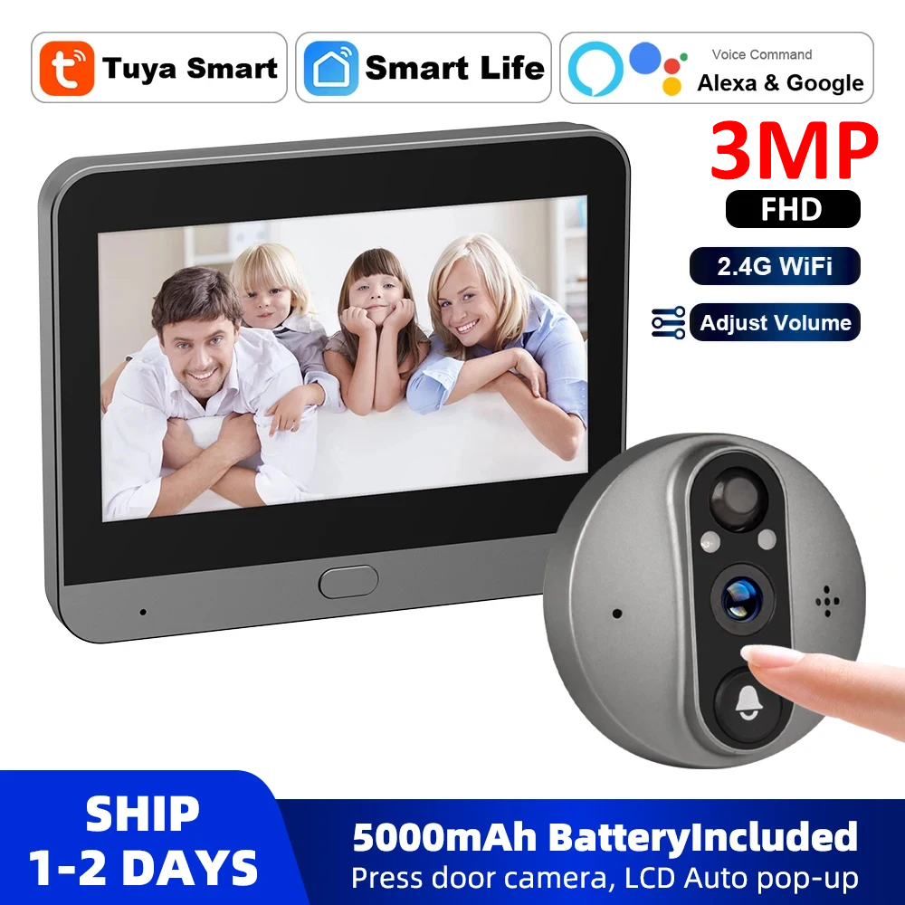 Home Security Google Camera - 3MP 2,4g WiFi Smart Tuya Guckloch