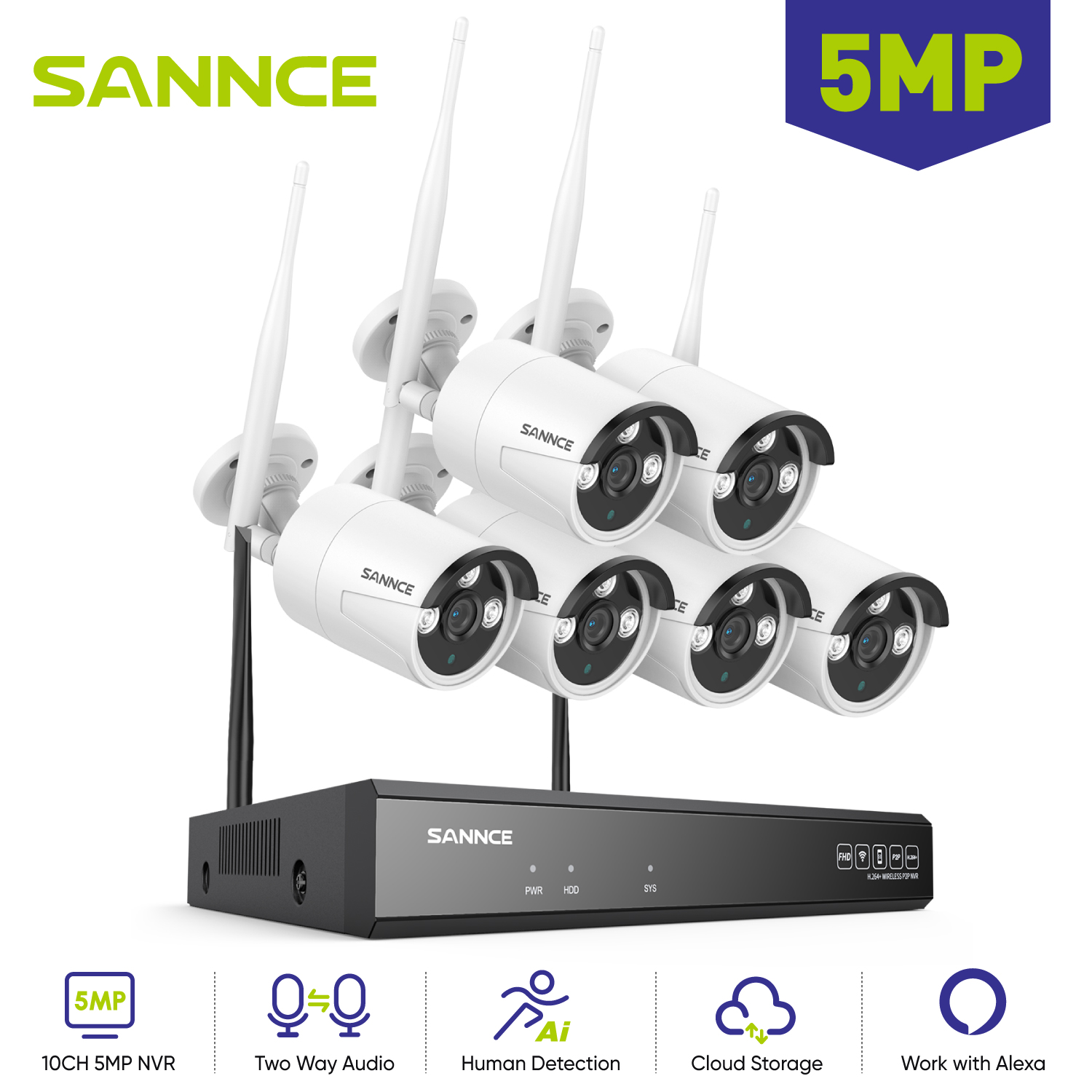 Home Security Wifi Camera - Sannce 6pcs 5mp wifi kamera ip