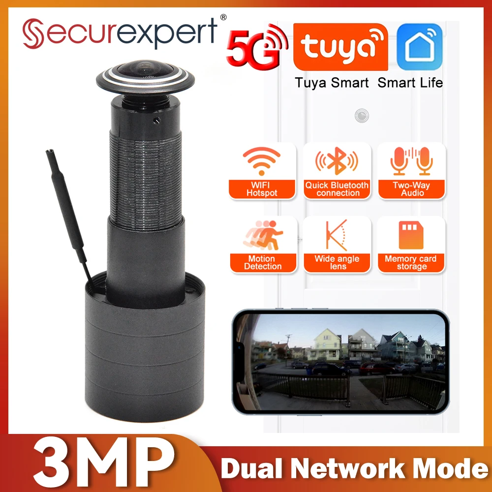 Home Security Front Door Camera - 3MP HD 2,4G/5G WLAN-Türspion-Kamera Video-Augen-Lochspion mit