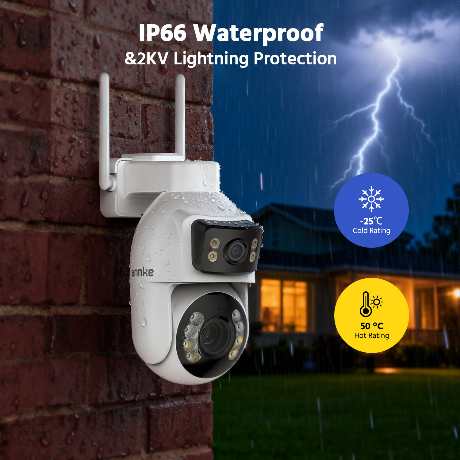 Home Security Google Camera - ANNKE 3-Zoll PTZ Dual-Objektiv Sicherheitskamera, 5+5MP