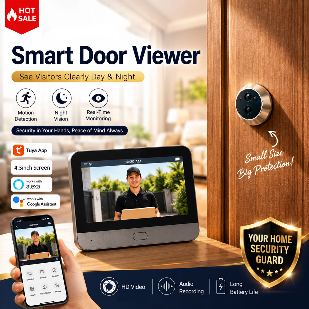 Home Security Google Camera - Tuya Smart 5MP Türspion-Kamera, 4,3 Zoll