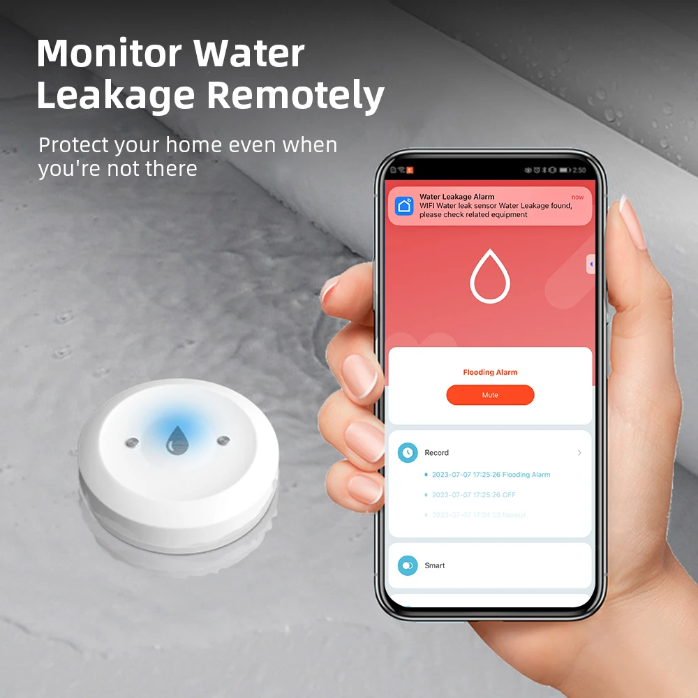 Home Security With Ai - Zigbee Wasserleck-Sensor für Tuya Smart Homes,