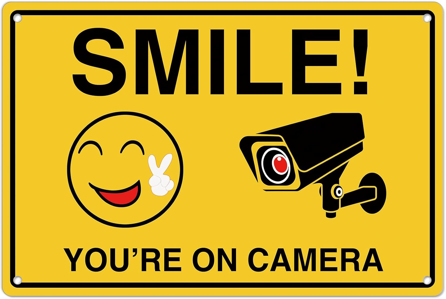 Home Security Upgrades - Smile Youre On Kameraschilder; Rostfreie Aluminium-Videoüberwachung