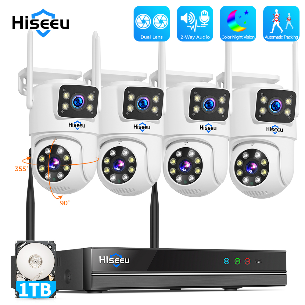 Home Security Wifi Camera - Hiseeu 6MP WLAN Dual-Objektiv-Kamera Sicherheitssystem-Set 3K