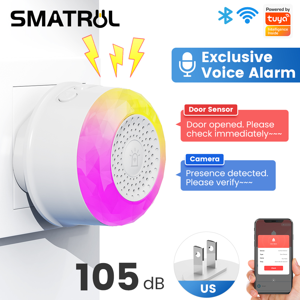 Home Security Front Door Camera - SMATRUL Tuya WLAN-Schall- und Lichtalarmsensor mit