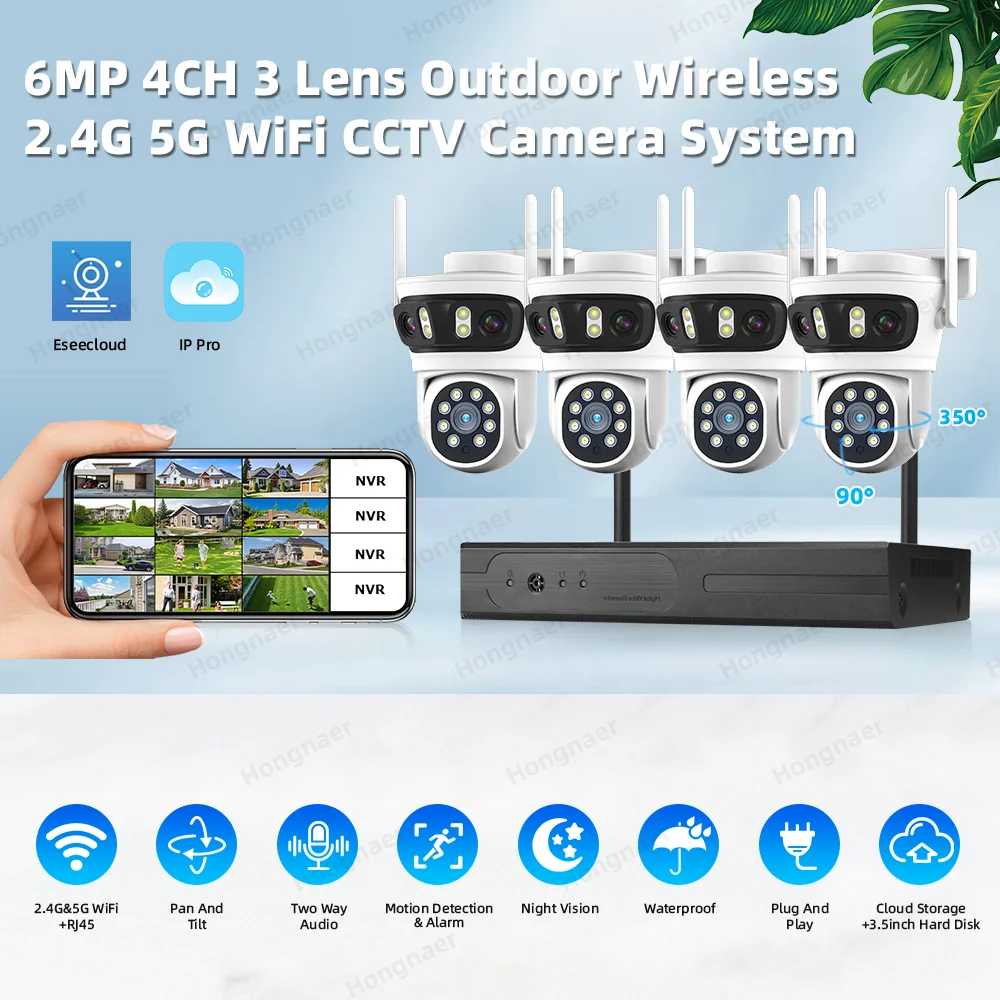 2026 Hongnaer 6MP 4CH 3-Linsen – Home Security Wifi Camera Bewertung und Preis