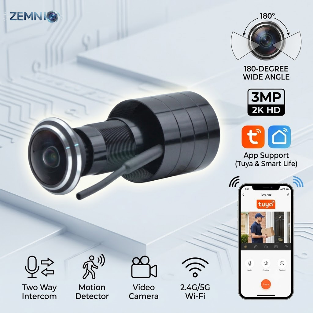 180 °   3MP 2K Türspion-Kamera – Home Security Front Door Camera Bewertung und Preis